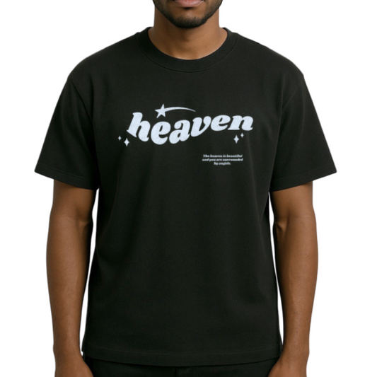 BLACK HEAVEN PRINT T-SHIRT